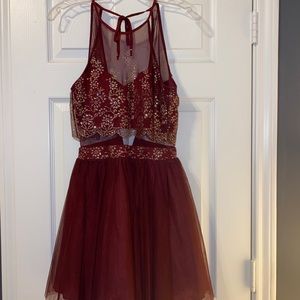 MAROON AND GOLD HOCO DRESS